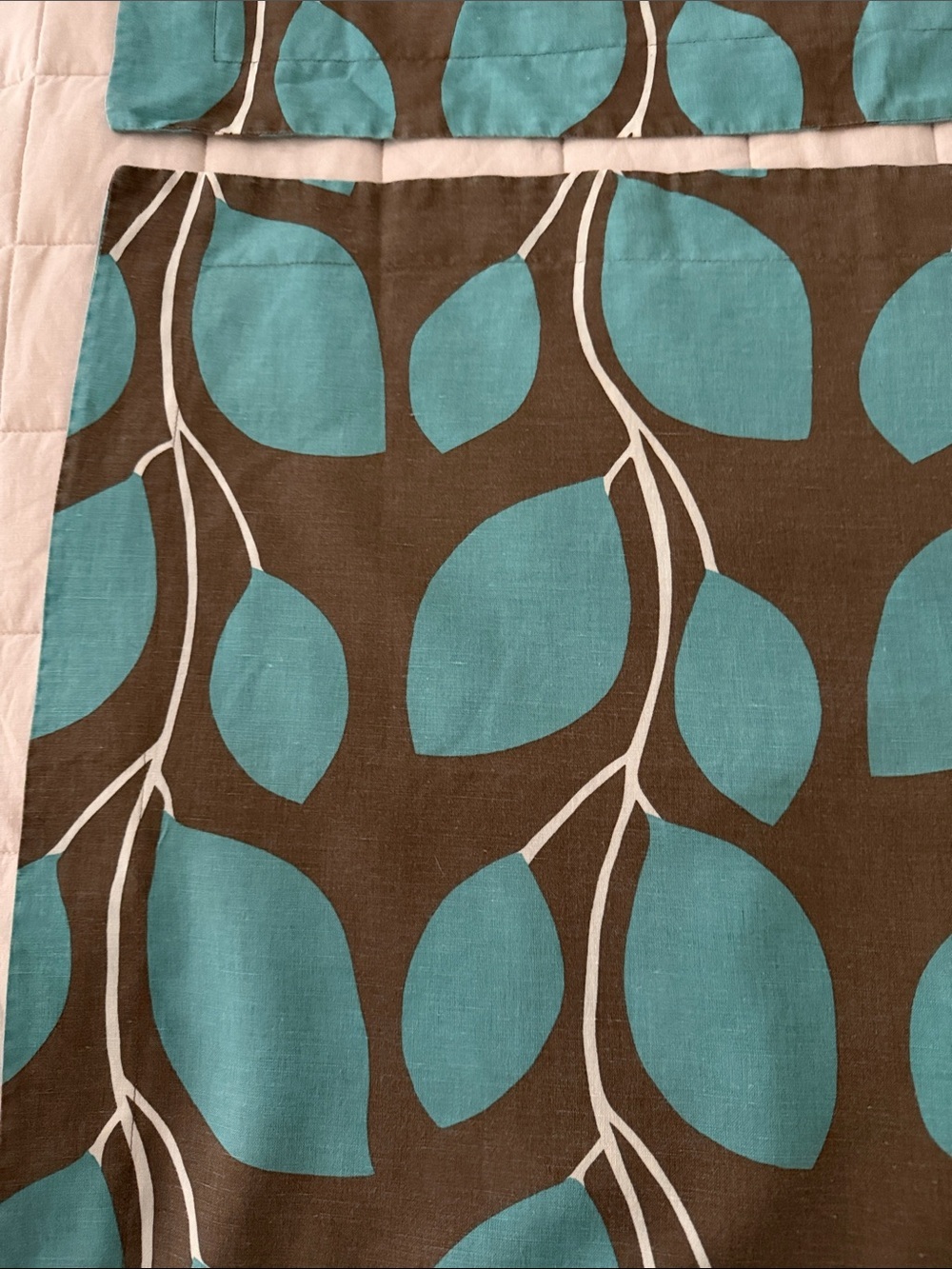 Linen Cotton Blend Turquoise Print Standard Pillow Shams Garnet Hill- Set of 2 - Picture 2 of 5